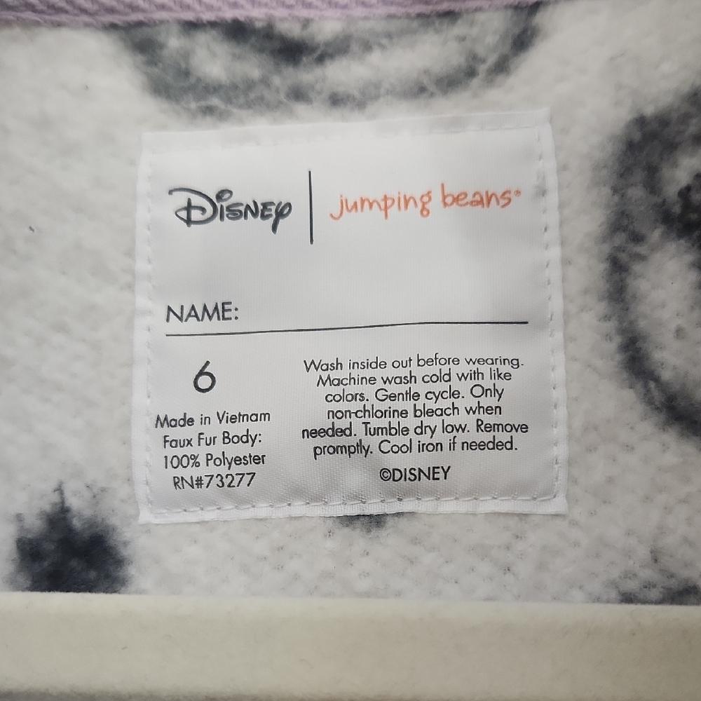 Disney Jumping Beans Fleece Jacket - Black and White Size 6. - Picture 2 of 7